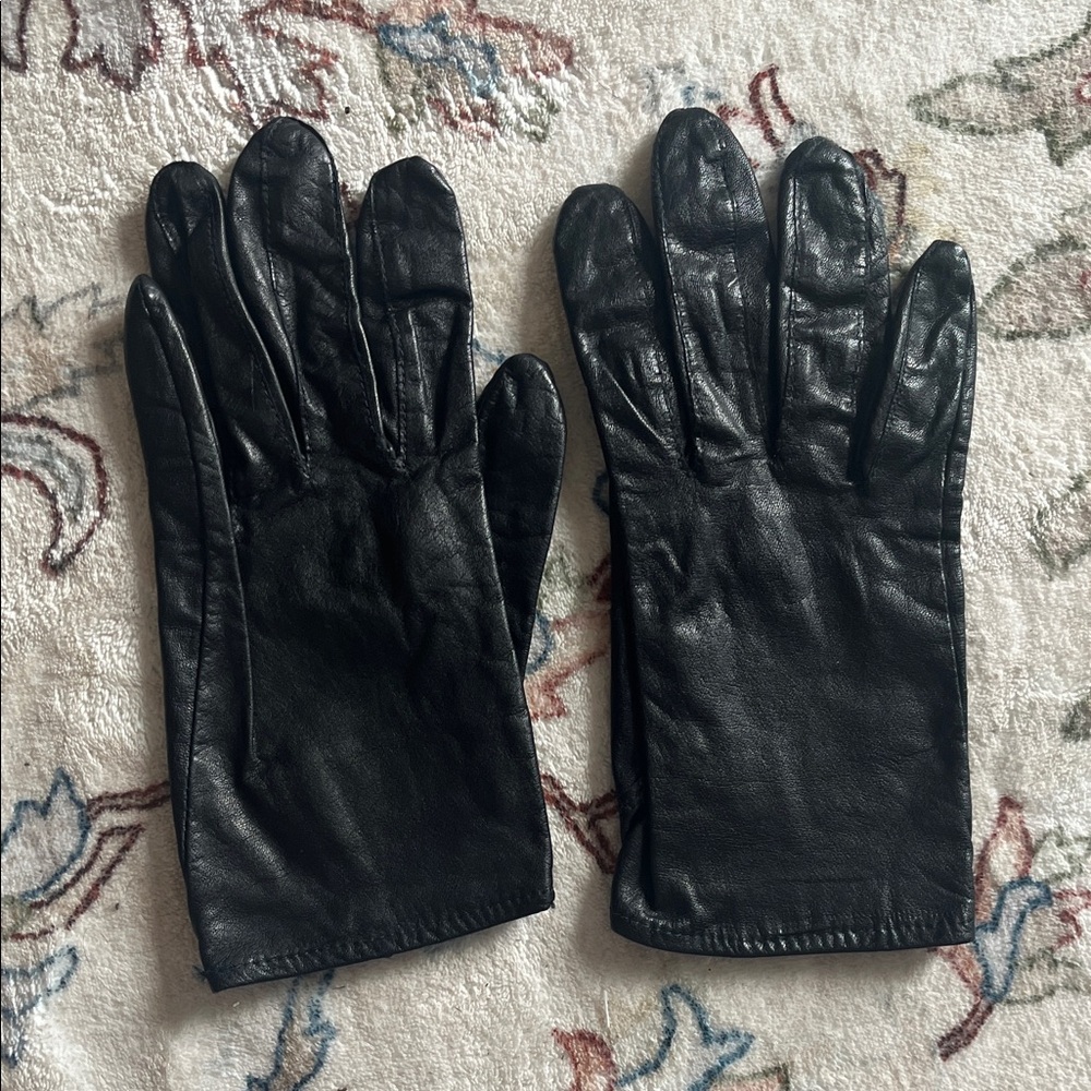 Genuine Cowhide Black Leather Womens Gloves